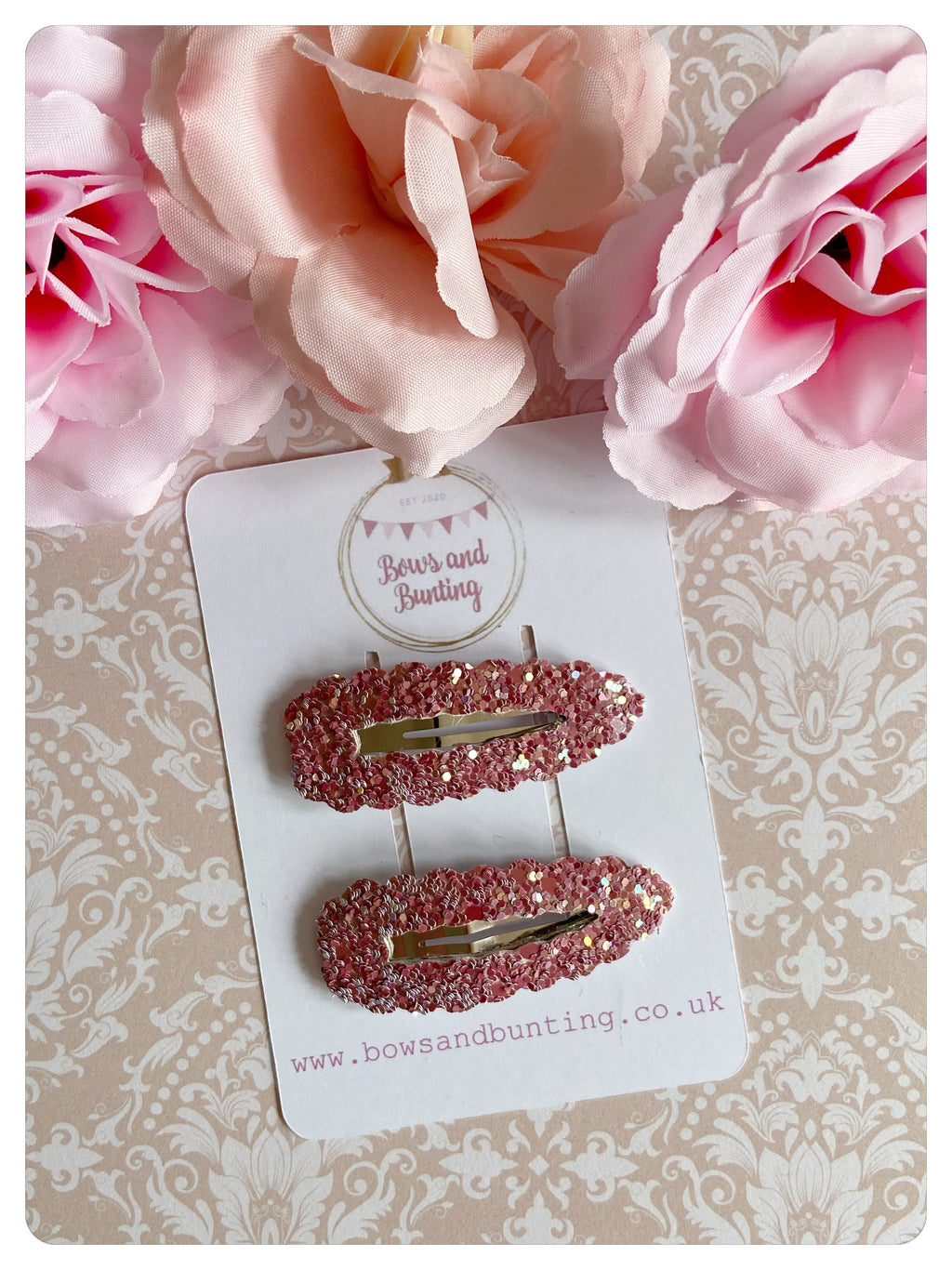 Mulberry Glitter 5.5cm Snap Clips