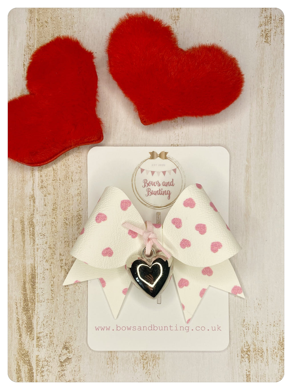 Large Pink Heart Bow