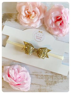 Small Gold Glitter Bow Band