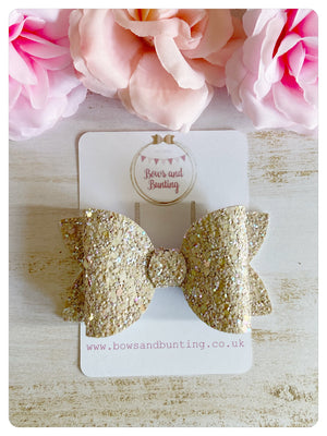 Large 3.5" Nude Glitter Bow