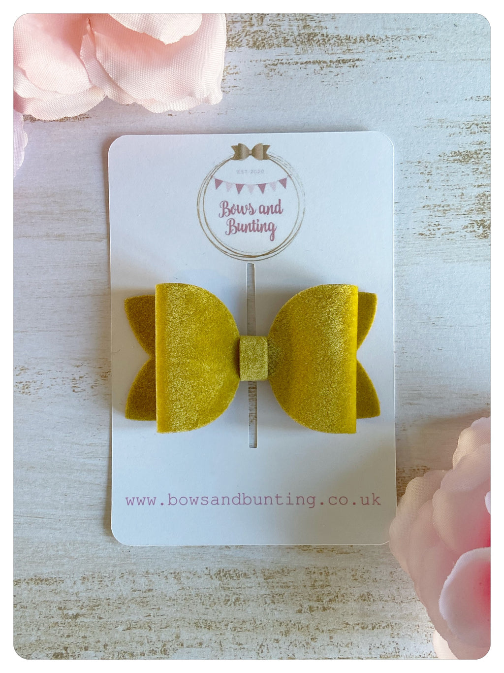 Small Mustard Velvet Bow