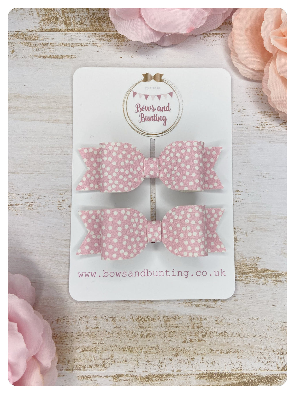 Mini Baby Pink Spot Pigtail Bows