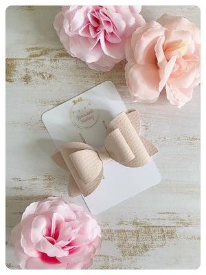 Large 3.5" Blush Pink Faux Leather Bow