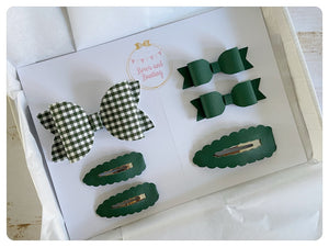 Green School Bow and Snap Clip Set