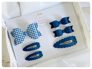 Royal Blue School Bow and Snap Clip Set