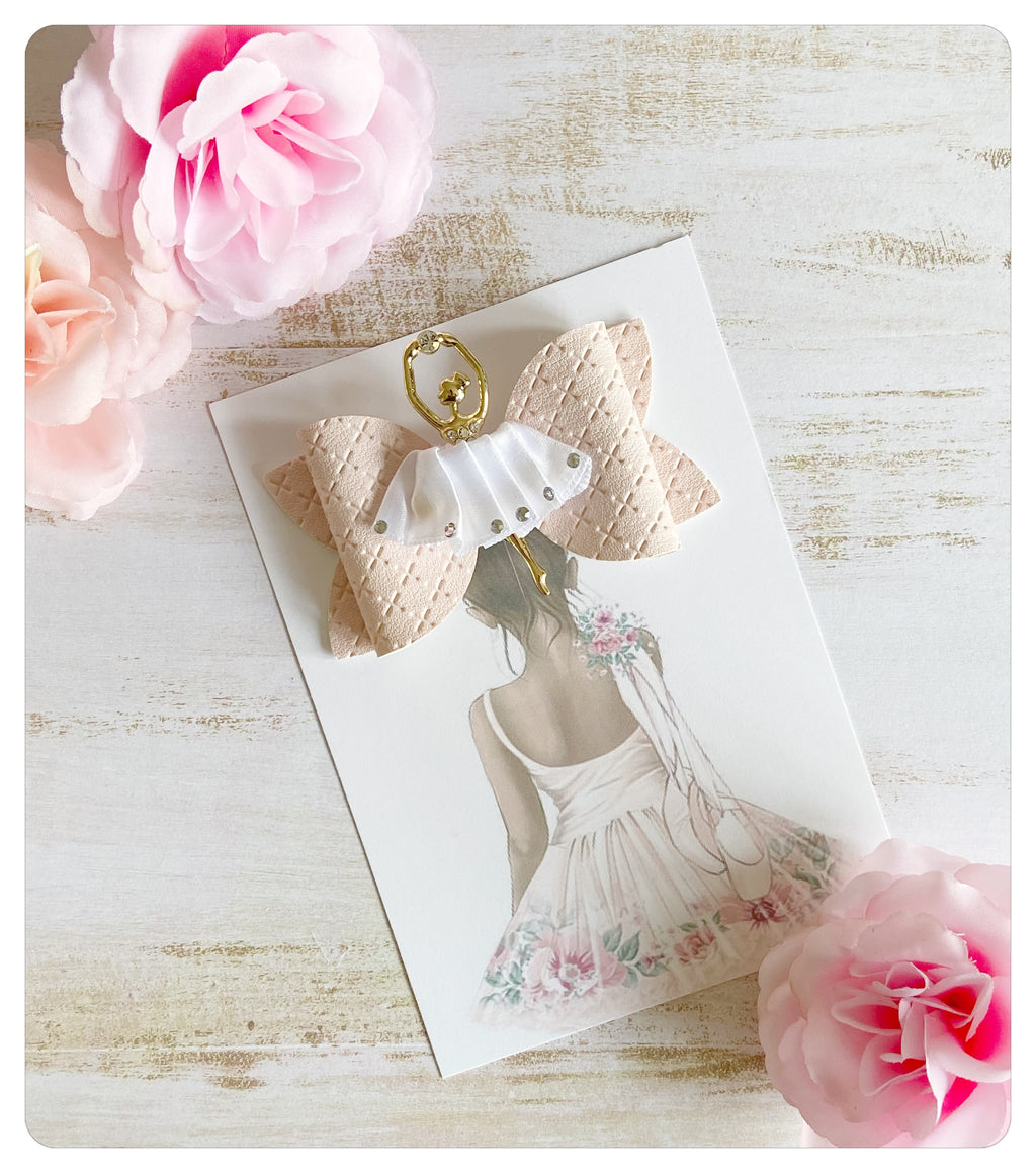 Large 3.5” Ballet Dancer Bow and Bow Card