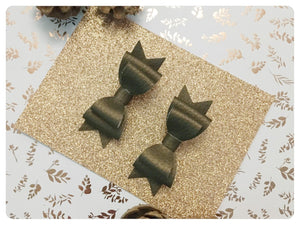 Set of 2 Mini Bronze Metallic Pigtail Bows