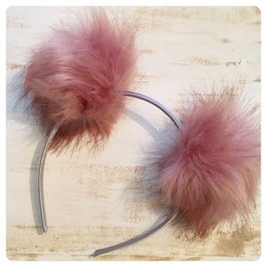 Pom Pom Headband - Dusky Pink