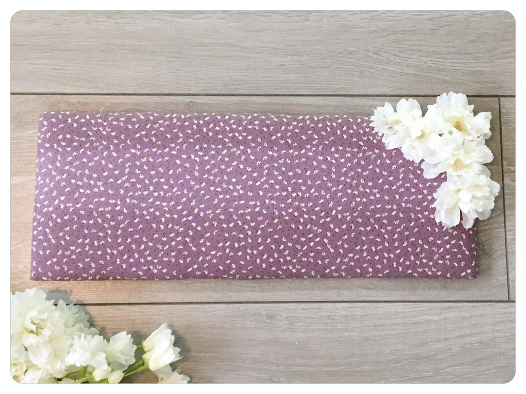 Bow Band Holder - Deep purple floral fabric with cream flowers
